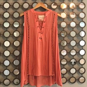 Peach boho tank